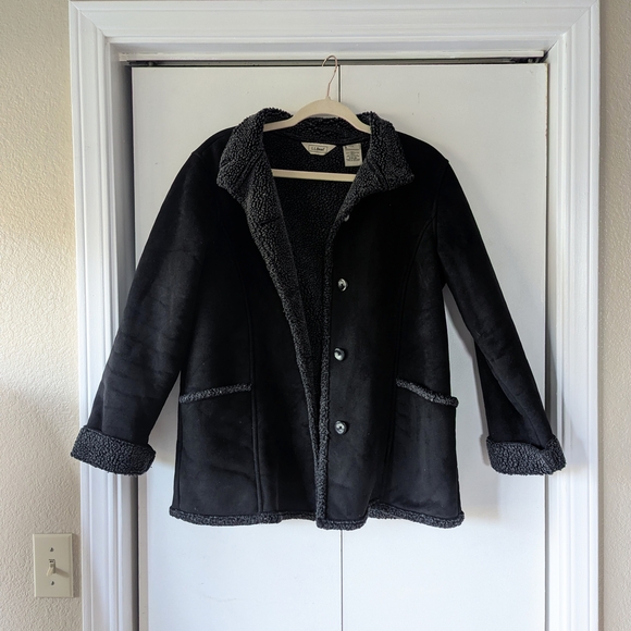 L.L. Bean Black And Gray Sherpa Jacket - Picture 1 of 5